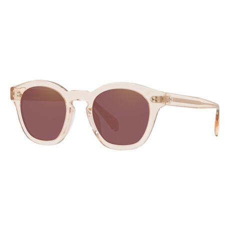 Oliver Peoples // Men's Boredeau LA OV5382SU-1652E4 Sunglasses // Light Silk + Dark Violet Mirror Gold