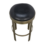 Prince Counter Stool with Leather // Brass Finish