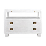 2-Drawer Side Table with Sliding Tray // White Wash