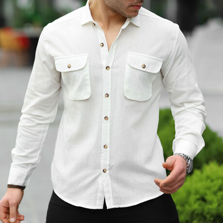 Double Pocket Button-Up // Ecru (S)