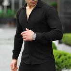 Waffle Pattern Shirt // Black (S)