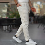 Striped Knitted Trousers // Beige + Black (S)