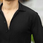 Waffle Pattern Shirt // Black (S)