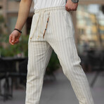 Striped Knitted Trousers // Beige + Black (S)