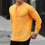 Collarless Button-Up Shirt // Orange (2XL)