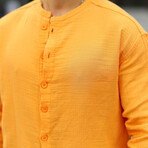 Collarless Button-Up Shirt // Orange (2XL)