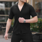 Patterned Short Sleeve Button-Up // Black (S)