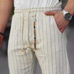 Striped Knitted Trousers // Beige + Black (S)