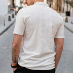 Jacquard Patterned Short Sleeve Shirt // White (S)