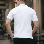 Patterned Short Sleeve Button-Up // White (S)