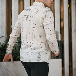 Patterned Long Sleeve Button-Up // Beige (S)