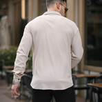 Ribbed Long Sleeve Button-Up // Beige (S)
