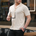 Patterned Short Sleeve Button-Up // Beige (S)