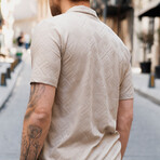 Jacquard Patterned Short Sleeve Shirt // Beige (S)