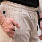 Striped Jogger // Beige (S)