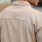 Ribbed Half Zip Polo // Beige (S)