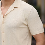 Patterned Short Sleeve Button-Up // Beige (S)