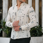 Patterned Long Sleeve Button-Up // Beige (S)