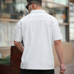 Ribbed Half Zip Polo // White (S)