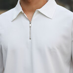 Ribbed Half Zip Polo // White (S)