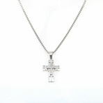 Dell Arte // Pendant Stainless Incrusted Cross + 24' Chain // Silver