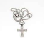 Dell Arte // Pendant Stainless Incrusted Cross + 24' Chain // Silver