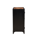 Black Glass Door Cabinet + Wood Top