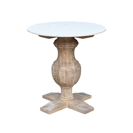 Marble Top Side Table // White Wash