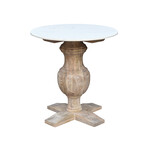 Marble Top Side Table // White Wash