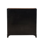 Black Glass Door Cabinet + Wood Top