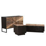 Metal Coffee Table + Rail Wood Top