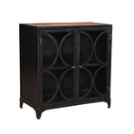 Black Glass Door Cabinet + Wood Top