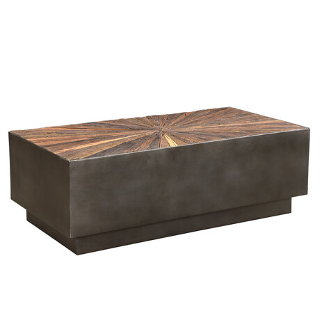 Metal Coffee Table + Rail Wood Top