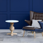 Marble Top Side Table // White Wash