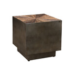 Metal Side Table + Rail Wood Top