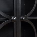 Black Glass Door Cabinet + Wood Top