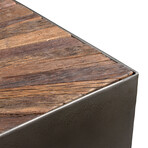 Metal Coffee Table + Rail Wood Top