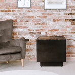 Metal Side Table + Rail Wood Top