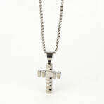 Dell Arte // Stainless Steel Incrusted Cross + 24" Necklace // Silver
