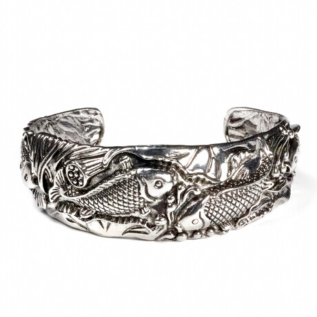 Dell Arte // Stainless Steel Ornamental Bangle // Silver