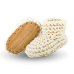 Chilote Baby Shoes // One Size // Ivory + Brown