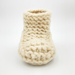 Chilote Baby Shoes // One Size // Ivory + Brown