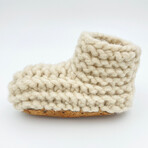 Chilote Baby Shoes // One Size // Ivory + Brown