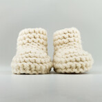 Chilote Baby Shoes // One Size // Ivory + Brown