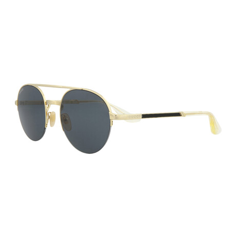 Gucci // Men's Round-Oval Sunglasses // Gold + Gray
