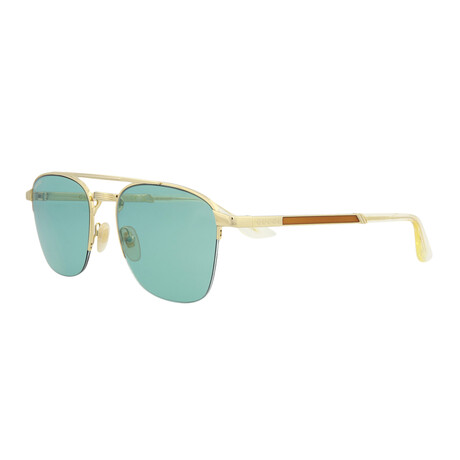 Gucci // Men's Aviator Sunglasses // Gold + Green