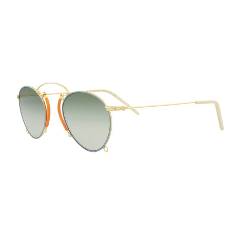 Gucci // Unisex Round-Oval Sunglasses // Light Blue + Gold + Gray