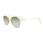 Gucci // Unisex Round-Oval Sunglasses // Light Blue + Gold + Gray