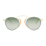 Gucci // Unisex Round-Oval Sunglasses // Light Blue + Gold + Gray