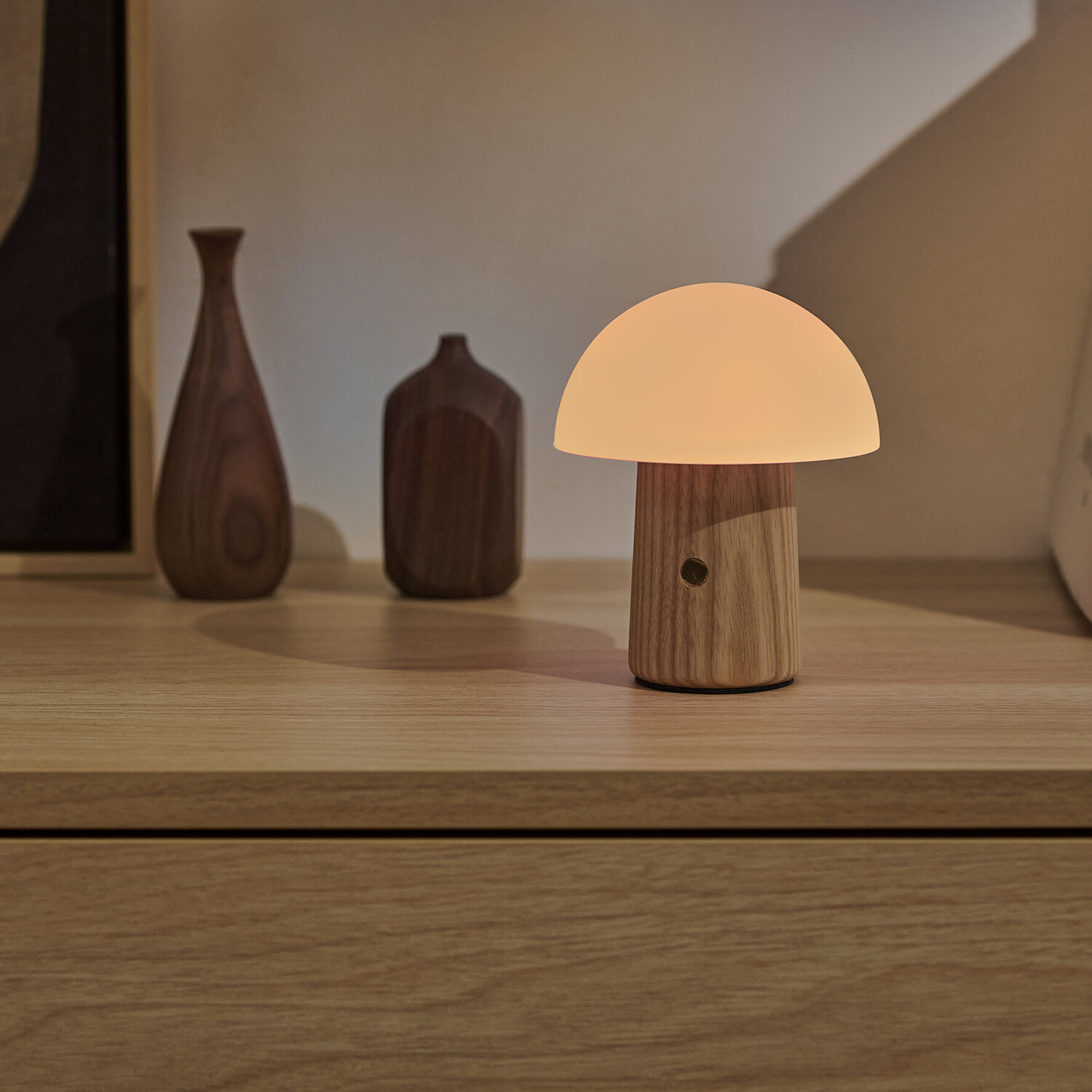 Gingko Alice Mushroom lamp, Mini Natural White Ash Wood